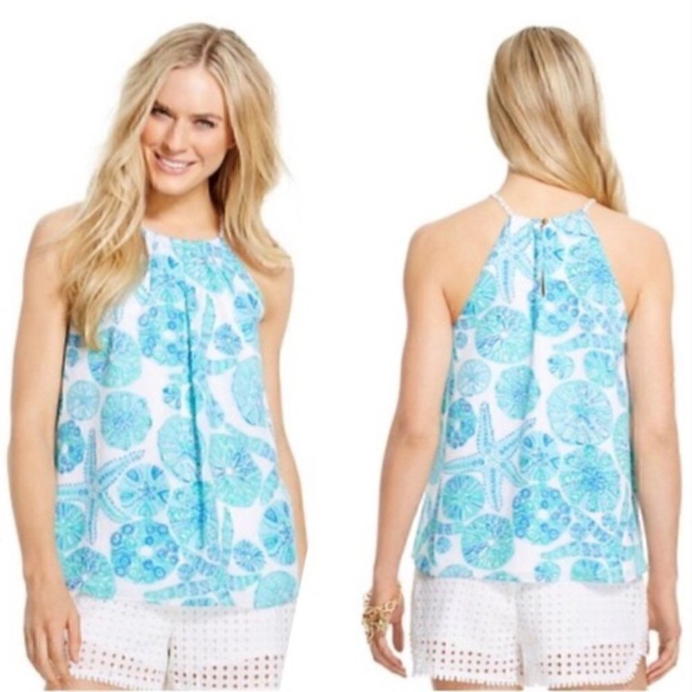 Lilly Pulitzer Urchin for You Tank Top XS Starfish Sand Dollar Print Sleeveless